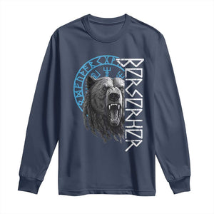 Viking Berserker Bear Warrior Odin Runes Nordic Compass Long Sleeve Shirt TS11 Navy Print Your Wear