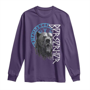 Viking Berserker Bear Warrior Odin Runes Nordic Compass Long Sleeve Shirt TS11 Purple Print Your Wear