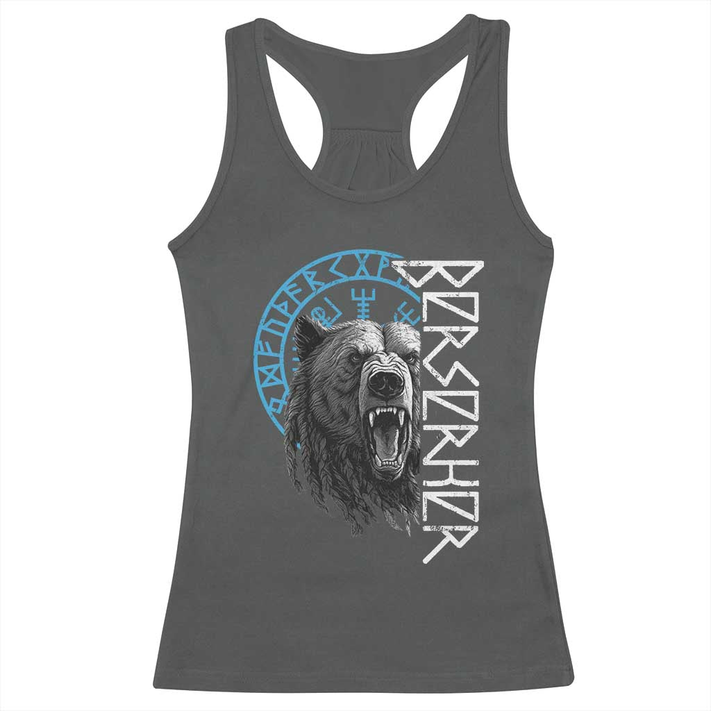 Viking Berserker Bear Warrior Odin Runes Nordic Compass Racerback Tank Top TS11 Dark Heather Print Your Wear