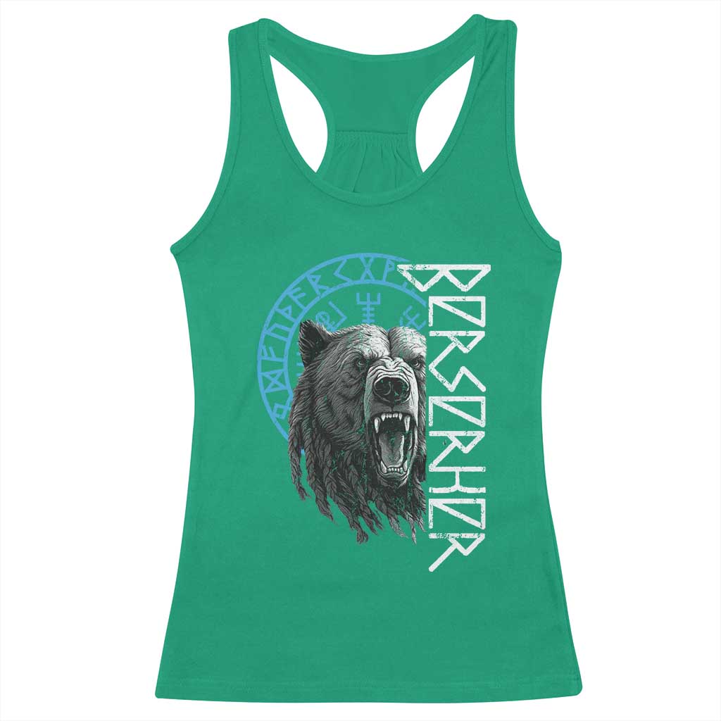 Viking Berserker Bear Warrior Odin Runes Nordic Compass Racerback Tank Top TS11 Irish Green Print Your Wear