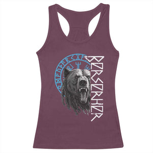 Viking Berserker Bear Warrior Odin Runes Nordic Compass Racerback Tank Top TS11 Maroon Print Your Wear