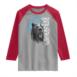 Viking Berserker Bear Warrior Odin Runes Nordic Compass Raglan Shirt TS11 Sport Gray Red Print Your Wear