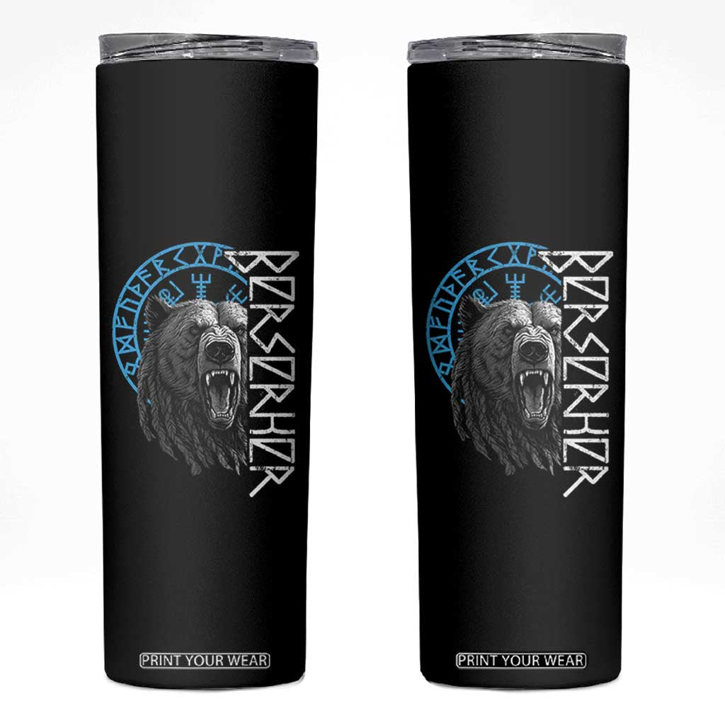 Viking Berserker Bear Warrior Odin Runes Nordic Compass Skinny Tumbler TS11 Black Print Your Wear