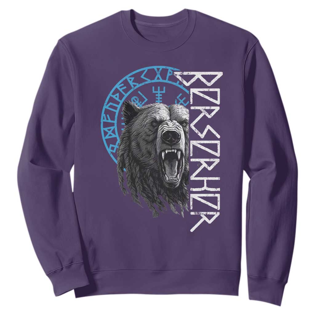 Viking Berserker Bear Warrior Odin Runes Nordic Compass Sweatshirt TS11 Purple Print Your Wear