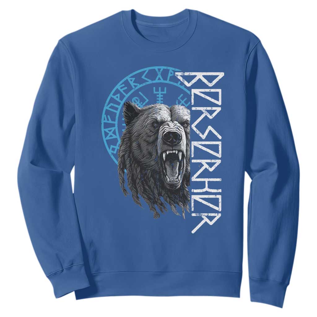 Viking Berserker Bear Warrior Odin Runes Nordic Compass Sweatshirt TS11 Royal Blue Print Your Wear