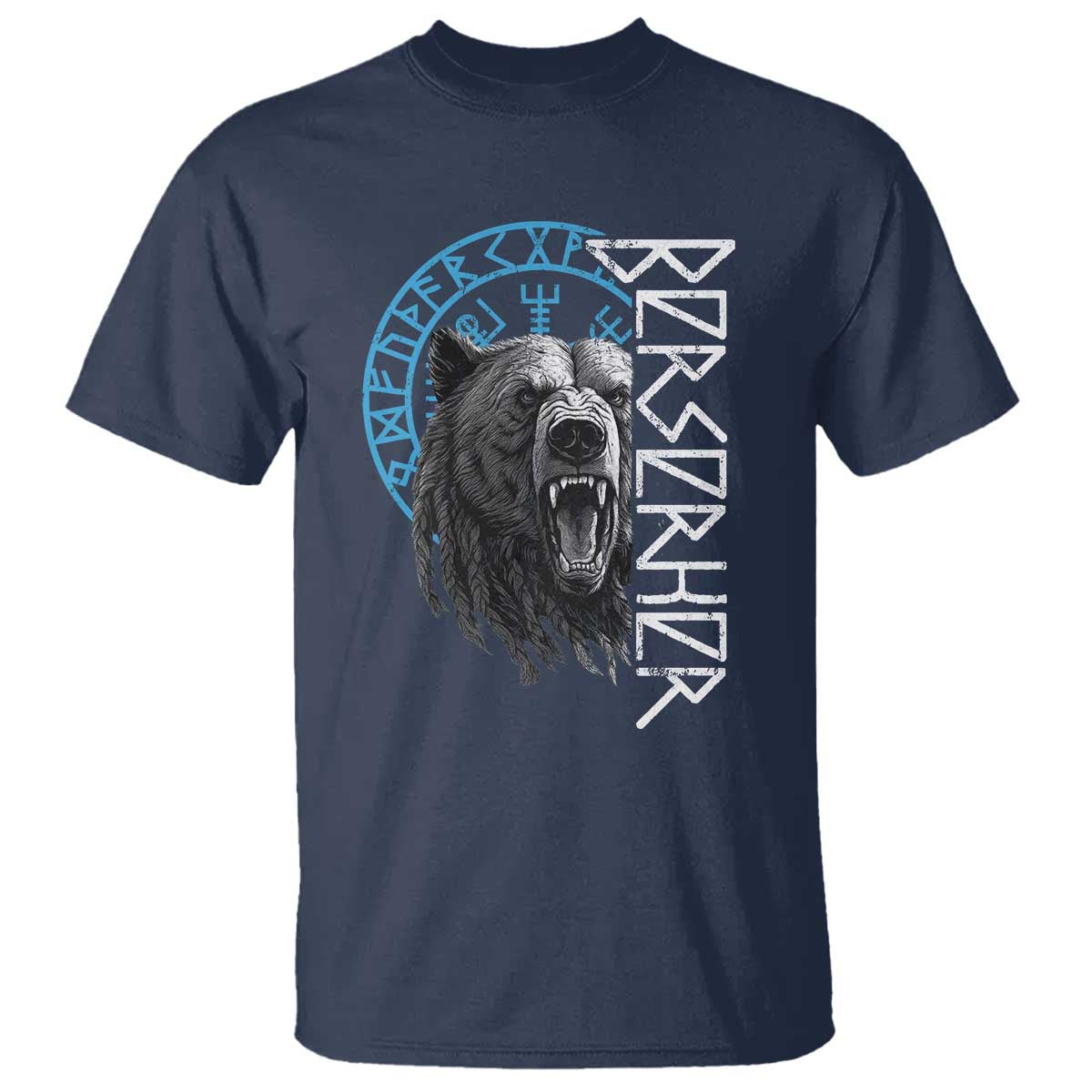 Viking Berserker Bear Warrior Odin Runes Nordic Compass T Shirt TS11 Navy Print Your Wear
