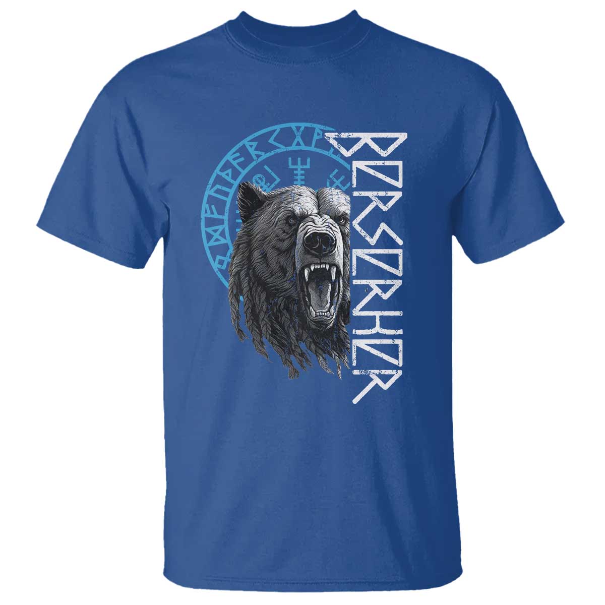 Viking Berserker Bear Warrior Odin Runes Nordic Compass T Shirt TS11 Royal Blue Print Your Wear