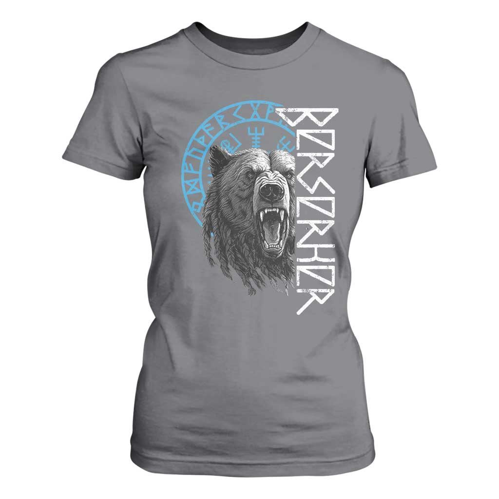 Viking Berserker Bear Warrior Odin Runes Nordic Compass T Shirt For Women TS11 Charcoal Print Your Wear