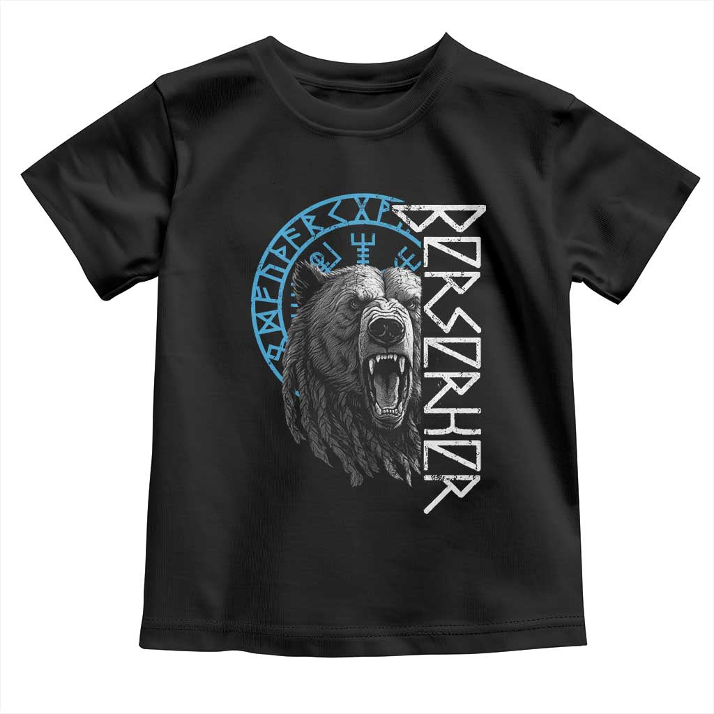 Viking Berserker Bear Warrior Odin Runes Nordic Compass Toddler T Shirt TS11 Black Print Your Wear