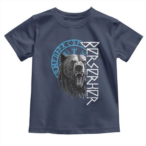 Viking Berserker Bear Warrior Odin Runes Nordic Compass Toddler T Shirt TS11 Navy Print Your Wear