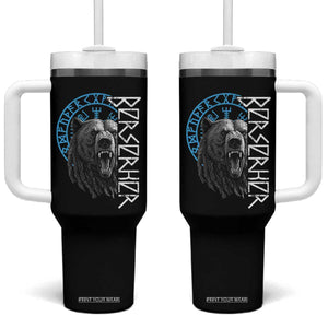 Viking Berserker Bear Warrior Odin Runes Nordic Compass Tumbler With Handle TS11 One Size: 40 oz Black Print Your Wear