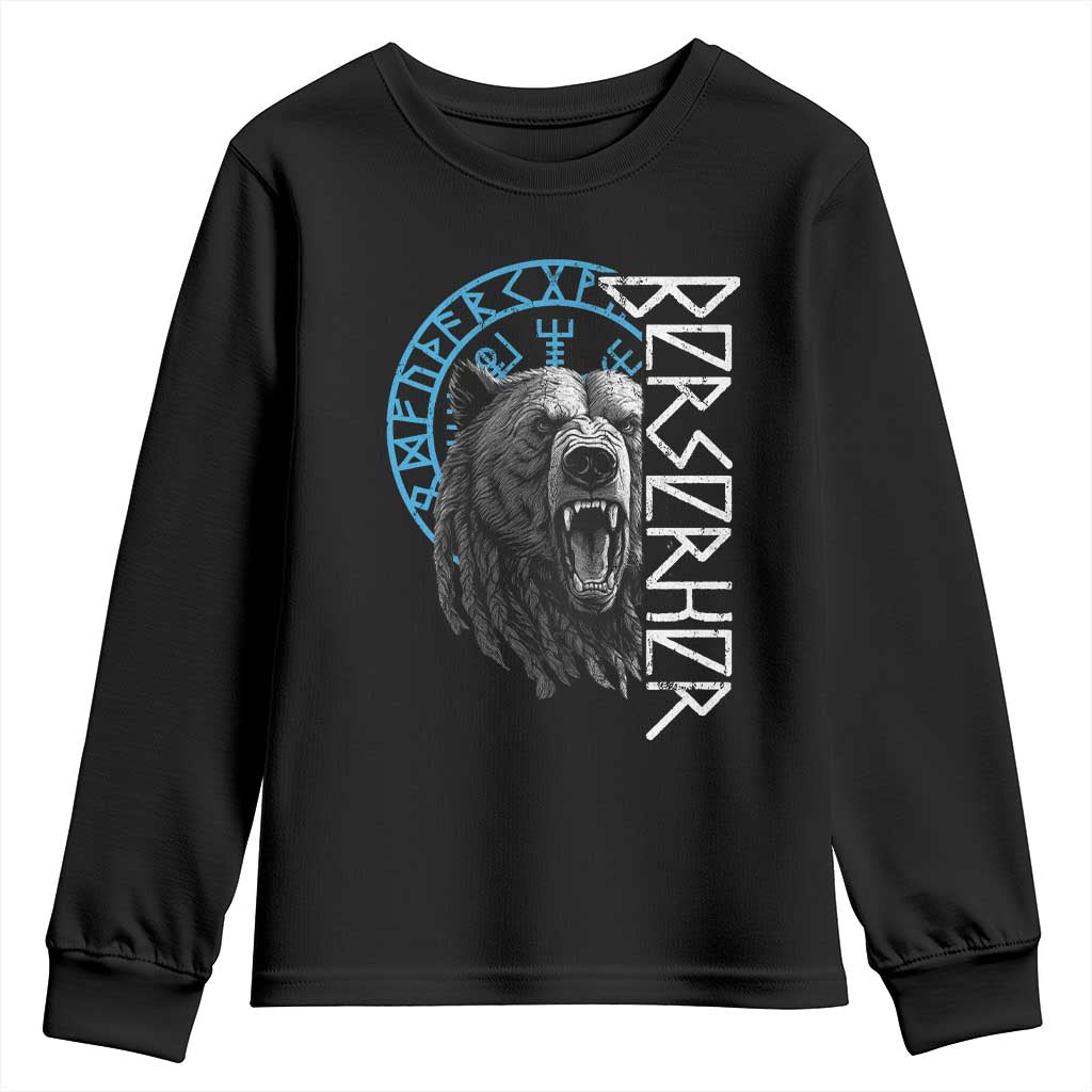 Viking Berserker Bear Warrior Odin Runes Nordic Compass Youth Sweatshirt TS11 Black Print Your Wear