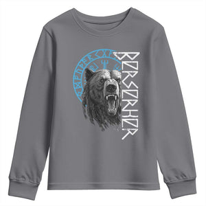 Viking Berserker Bear Warrior Odin Runes Nordic Compass Youth Sweatshirt TS11 Charcoal Print Your Wear