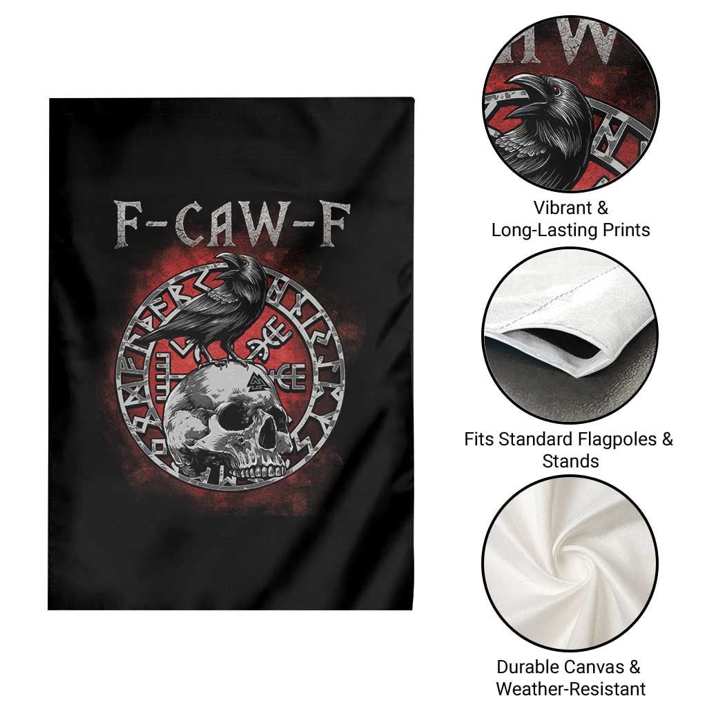 Funny F Caw F Viking Crow Garden Flag Vegvisir Black Bird Gothic Skull Adult Humor TS11 Print Your Wear