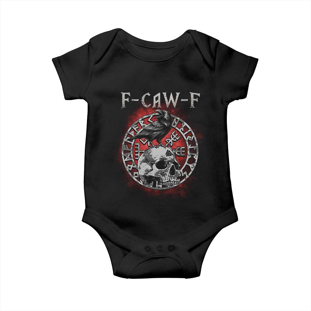 Funny F Caw F Viking Crow Baby Onesie Vegvisir Black Bird Gothic Skull Adult Humor TS11 Black Print Your Wear