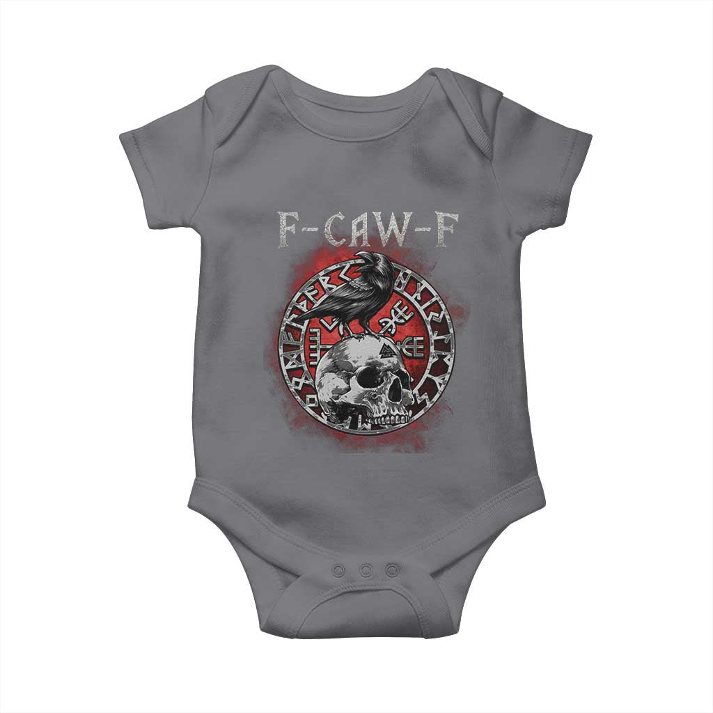 Funny F Caw F Viking Crow Baby Onesie Vegvisir Black Bird Gothic Skull Adult Humor TS11 Charcoal Print Your Wear
