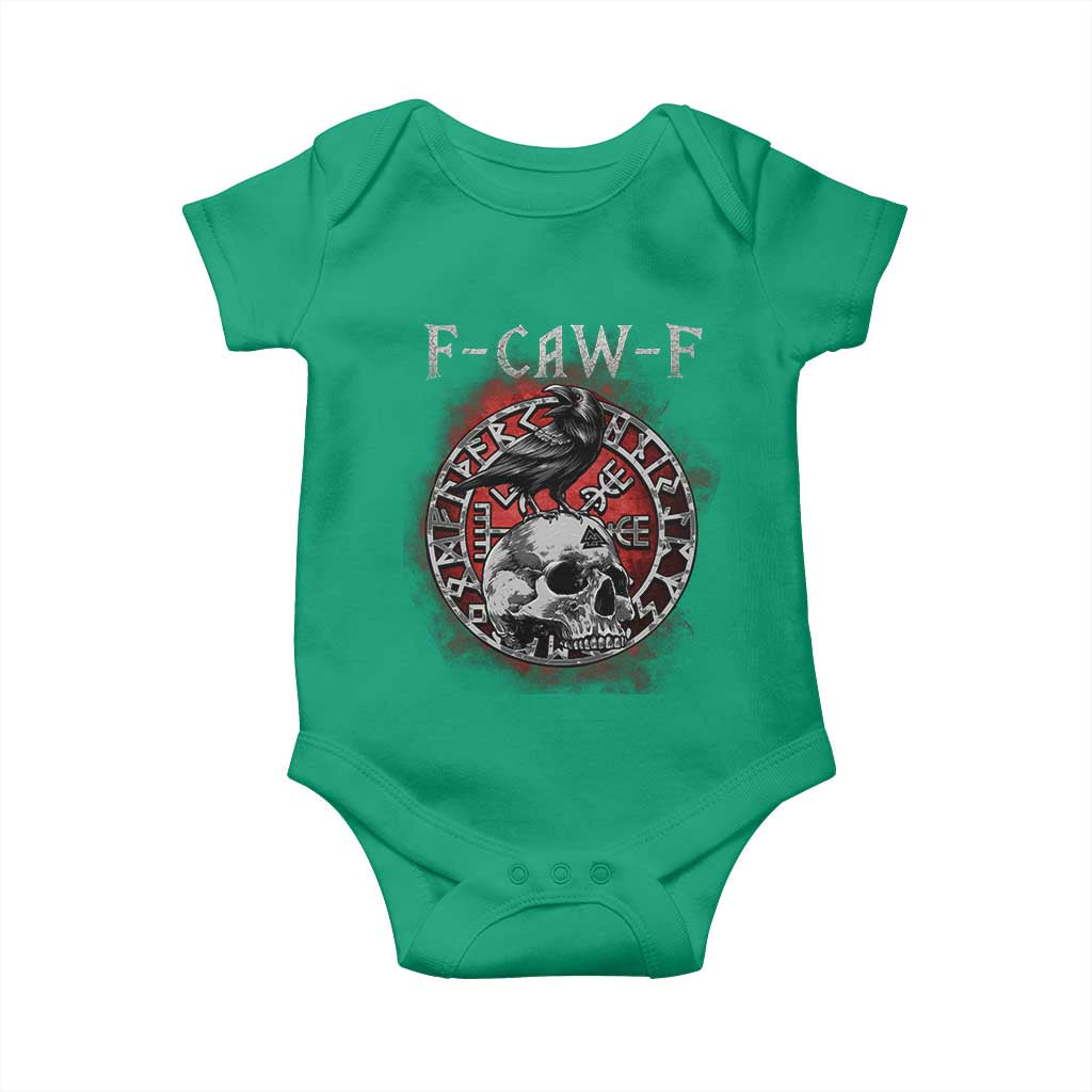 Funny F Caw F Viking Crow Baby Onesie Vegvisir Black Bird Gothic Skull Adult Humor TS11 Irish Green Print Your Wear