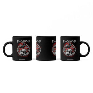 Funny F Caw F Viking Crow Coffee Mug Vegvisir Black Bird Gothic Skull Adult Humor TS11 Print Your Wear