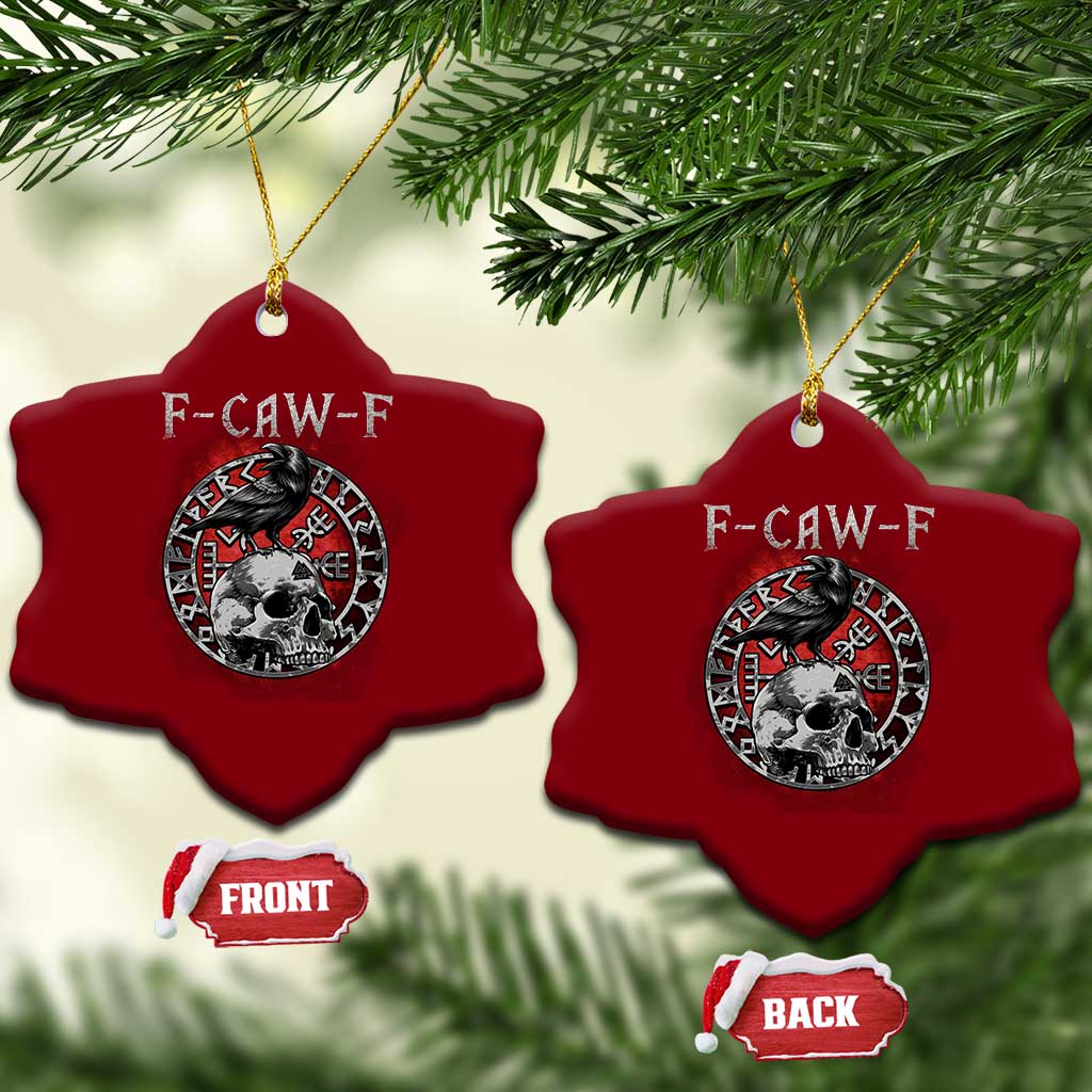 Funny F Caw F Viking Crow Ceramic Ornament Vegvisir Black Bird Gothic Skull Adult Humor TS11 Print Your Wear