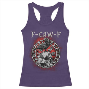 Funny F Caw F Viking Crow Racerback Tank Top Vegvisir Black Bird Gothic Skull Adult Humor TS11 Purple Print Your Wear