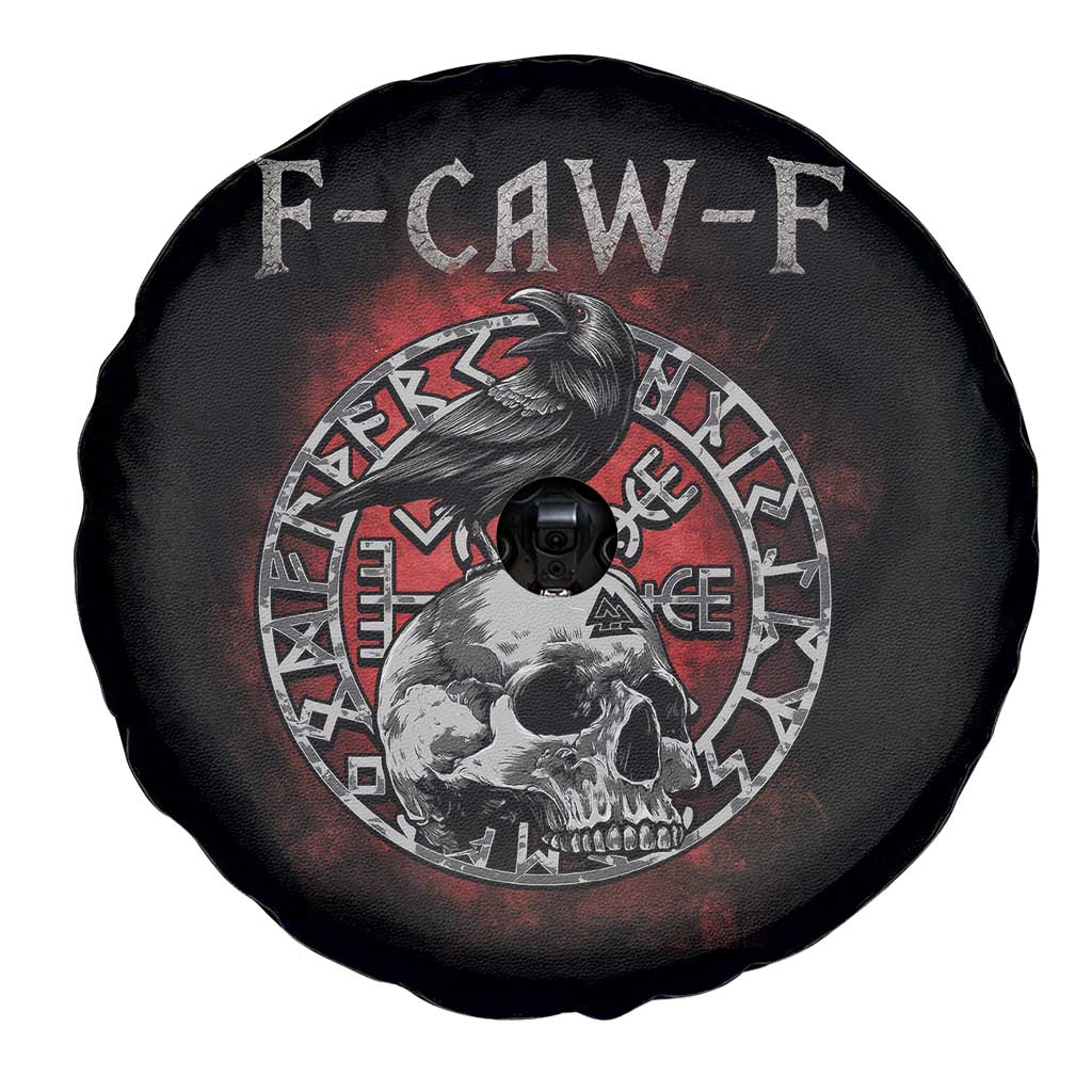 Funny F Caw F Viking Crow Spare Tire Cover Vegvisir Black Bird Gothic Skull Adult Humor TS11 Print Your Wear