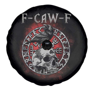 Funny F Caw F Viking Crow Spare Tire Cover Vegvisir Black Bird Gothic Skull Adult Humor TS11 Print Your Wear