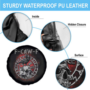 Funny F Caw F Viking Crow Spare Tire Cover Vegvisir Black Bird Gothic Skull Adult Humor TS11 Print Your Wear
