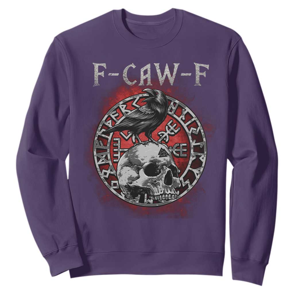 Funny F Caw F Viking Crow Sweatshirt Vegvisir Black Bird Gothic Skull Adult Humor TS11 Purple Print Your Wear