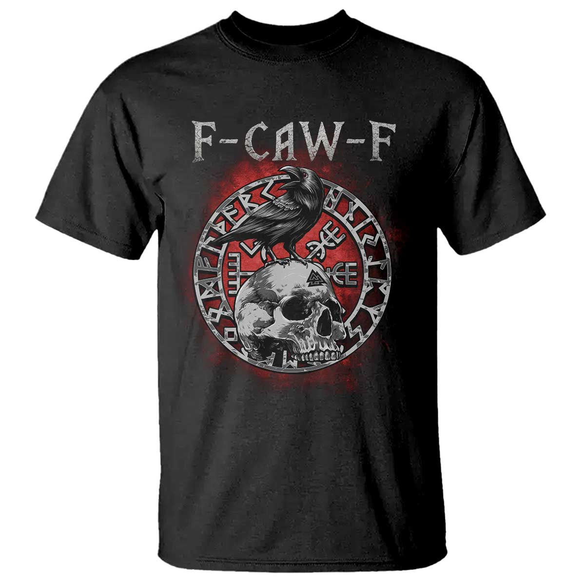 Funny F Caw F Viking Crow T Shirt Vegvisir Black Bird Gothic Skull Adult Humor TS11 Black Print Your Wear