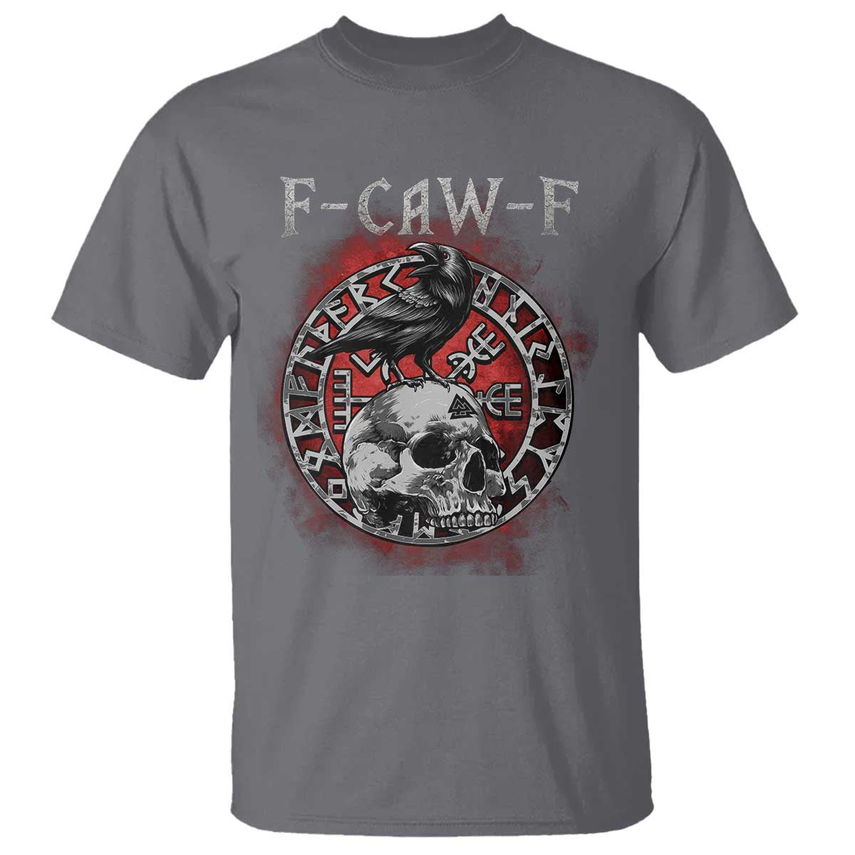 Funny F Caw F Viking Crow T Shirt Vegvisir Black Bird Gothic Skull Adult Humor TS11 Charcoal Print Your Wear
