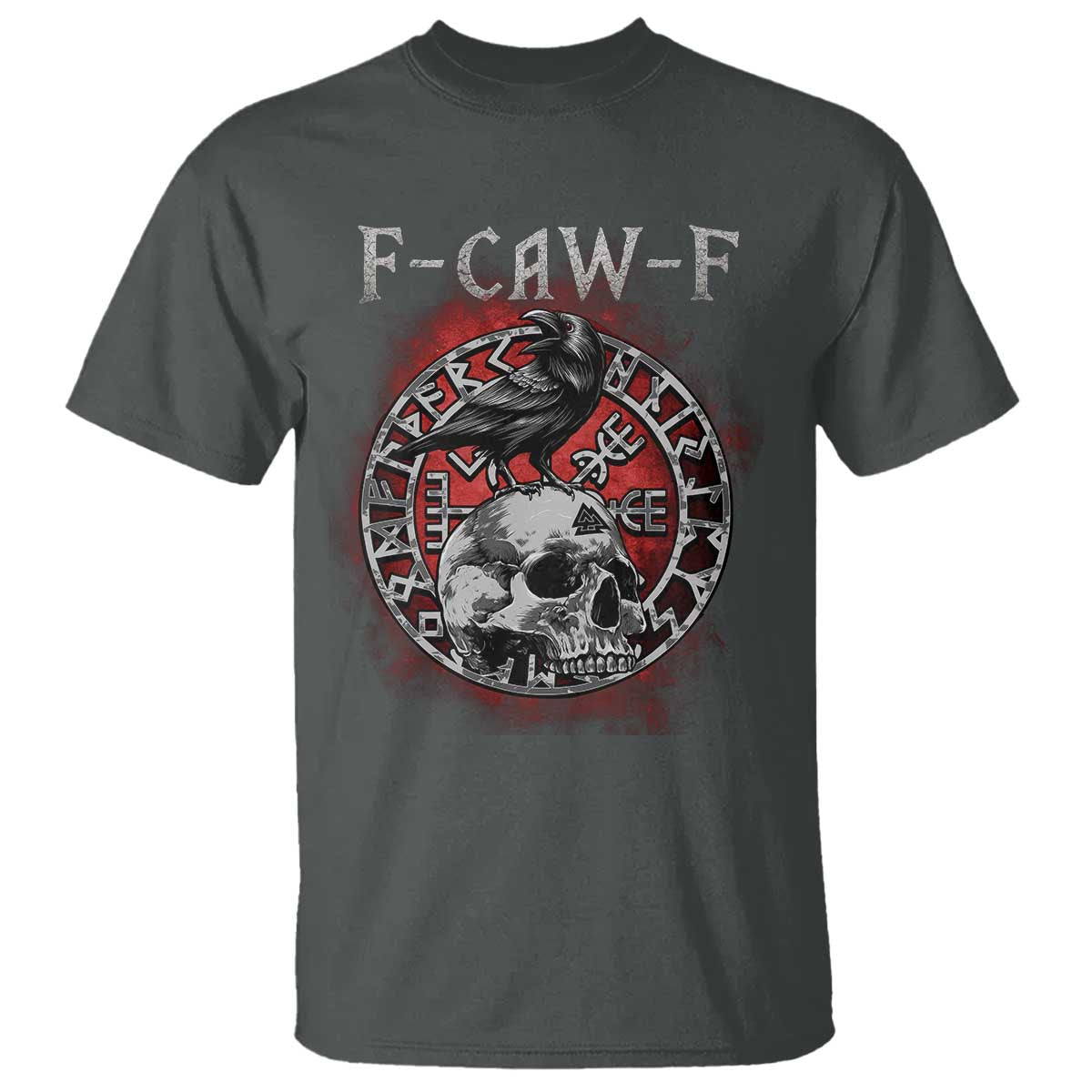 Funny F Caw F Viking Crow T Shirt Vegvisir Black Bird Gothic Skull Adult Humor TS11 Dark Heather Print Your Wear