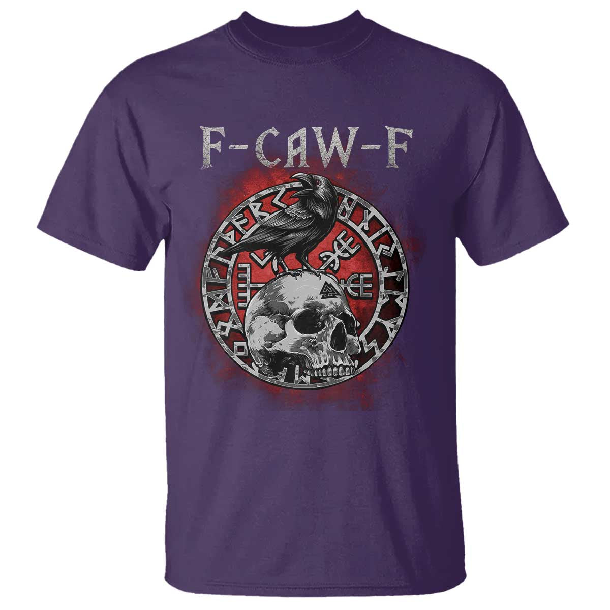Funny F Caw F Viking Crow T Shirt Vegvisir Black Bird Gothic Skull Adult Humor TS11 Purple Print Your Wear