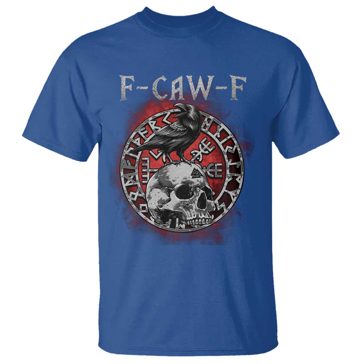 Funny F Caw F Viking Crow T Shirt Vegvisir Black Bird Gothic Skull Adult Humor TS11 Royal Blue Print Your Wear
