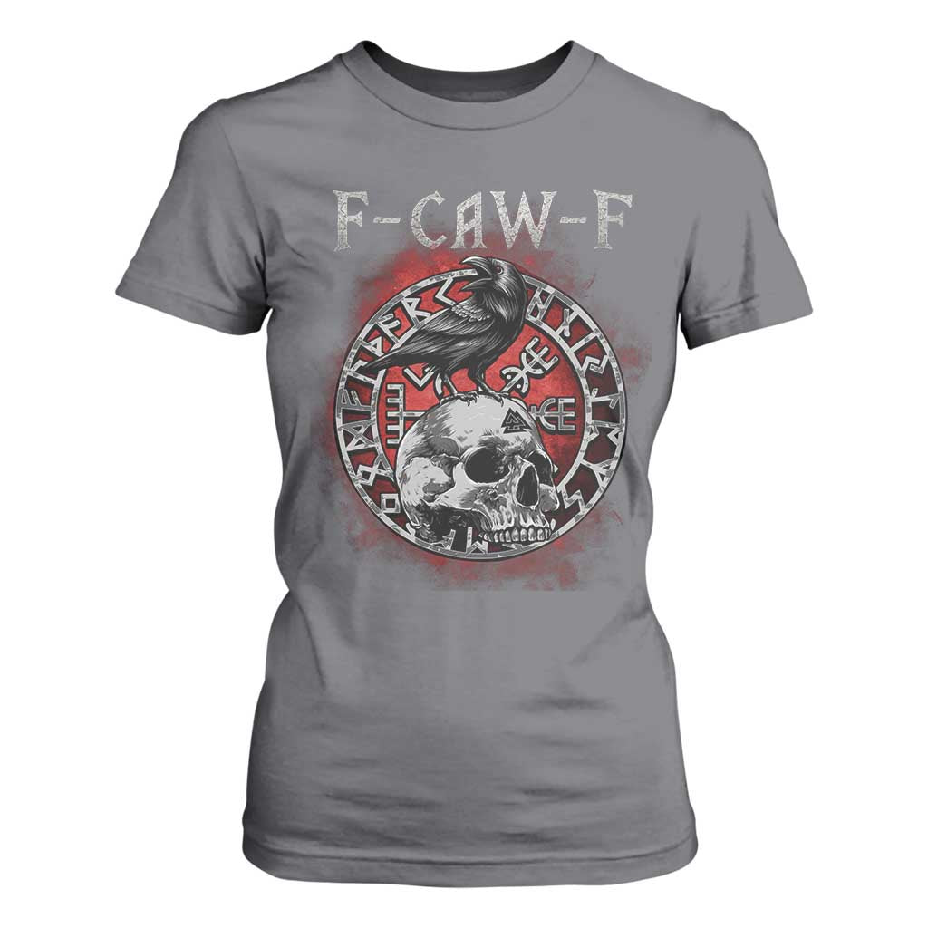 Funny F Caw F Viking Crow T Shirt For Women Vegvisir Black Bird Gothic Skull Adult Humor TS11 Charcoal Print Your Wear