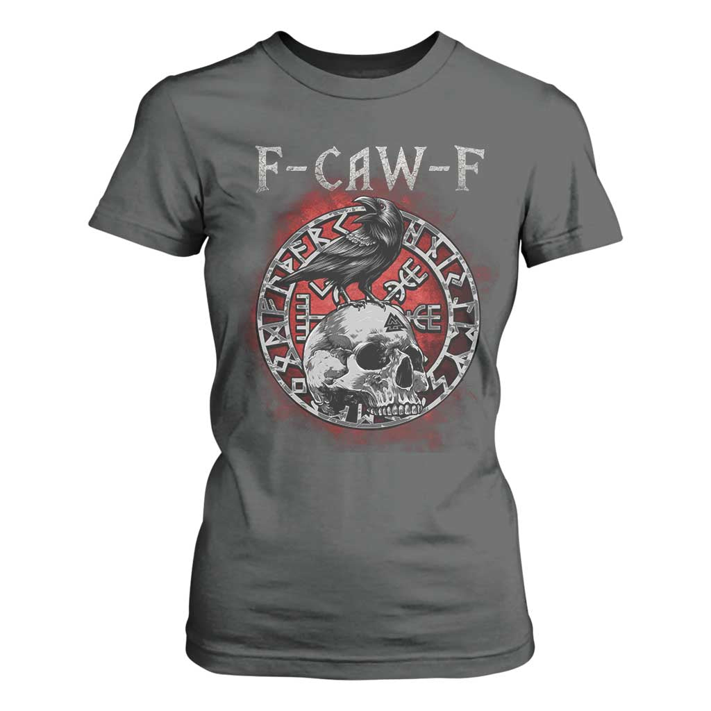 Funny F Caw F Viking Crow T Shirt For Women Vegvisir Black Bird Gothic Skull Adult Humor TS11 Dark Heather Print Your Wear