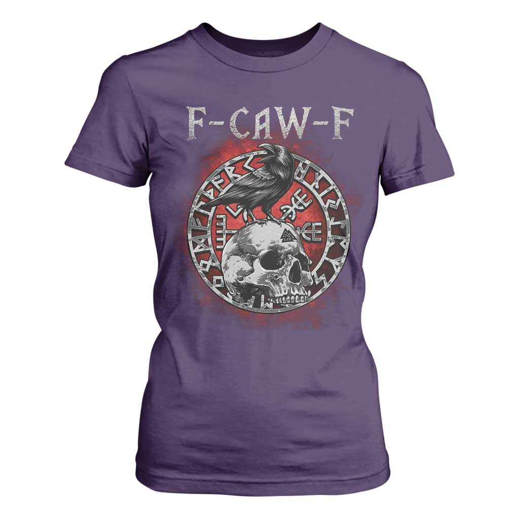 Funny F Caw F Viking Crow T Shirt For Women Vegvisir Black Bird Gothic Skull Adult Humor TS11 Purple Print Your Wear