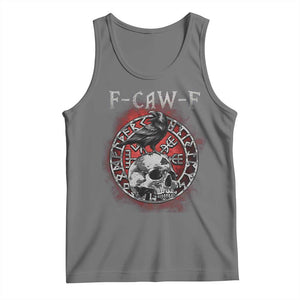 Funny F Caw F Viking Crow Tank Top Vegvisir Black Bird Gothic Skull Adult Humor TS11 Black Heather Print Your Wear