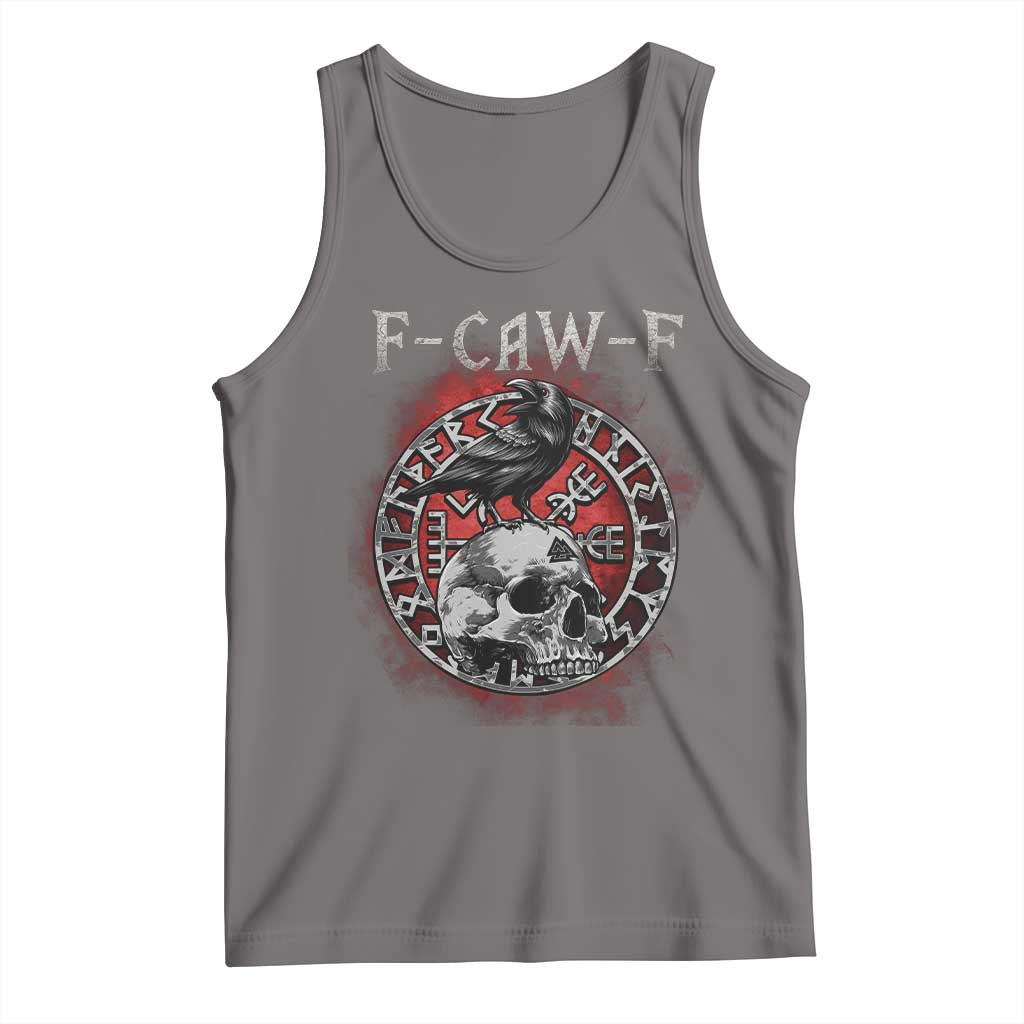 Funny F Caw F Viking Crow Tank Top Vegvisir Black Bird Gothic Skull Adult Humor TS11 Deep Heather Print Your Wear