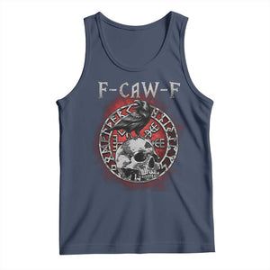 Funny F Caw F Viking Crow Tank Top Vegvisir Black Bird Gothic Skull Adult Humor TS11 Navy Print Your Wear
