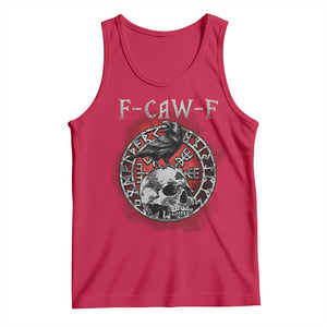 Funny F Caw F Viking Crow Tank Top Vegvisir Black Bird Gothic Skull Adult Humor TS11 Red Print Your Wear