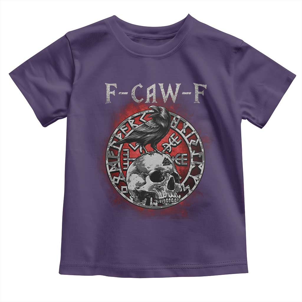 Funny F Caw F Viking Crow Toddler T Shirt Vegvisir Black Bird Gothic Skull Adult Humor TS11 Purple Print Your Wear