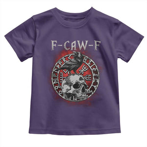Funny F Caw F Viking Crow Toddler T Shirt Vegvisir Black Bird Gothic Skull Adult Humor TS11 Purple Print Your Wear