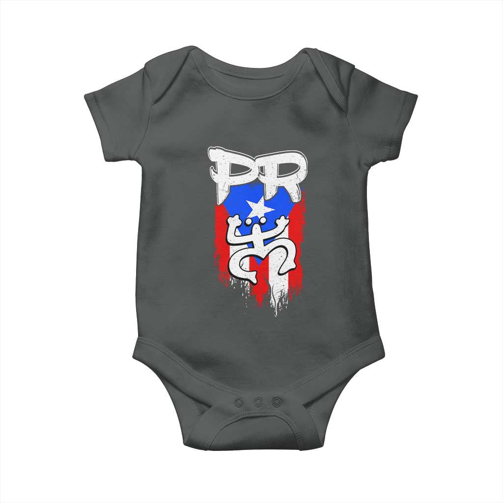 Puerto Rico Flag Hispanic Heritage Month Boricua Taino Coqui Frog Baby Onesie TS11 Dark Heather Print Your Wear