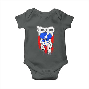 Puerto Rico Flag Hispanic Heritage Month Boricua Taino Coqui Frog Baby Onesie TS11 Dark Heather Print Your Wear