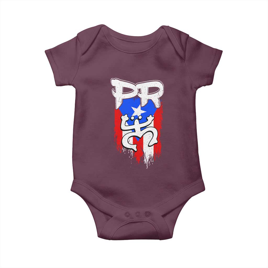 Puerto Rico Flag Hispanic Heritage Month Boricua Taino Coqui Frog Baby Onesie TS11 Maroon Print Your Wear
