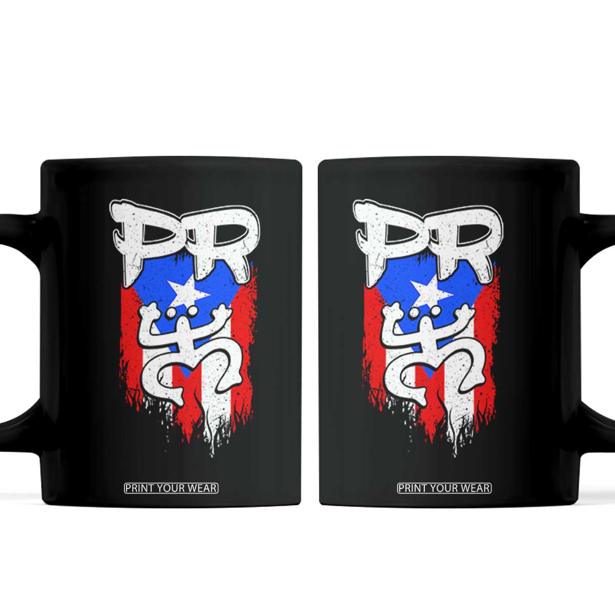 Puerto Rico Flag Hispanic Heritage Month Boricua Taino Coqui Frog Coffee Mug TS11 Black Print Your Wear