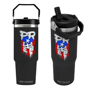 Puerto Rico Flag Hispanic Heritage Month Boricua Taino Coqui Frog Flip Straw Tumbler TS11 One Size: 30 oz Black Print Your Wear