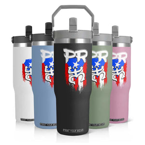Puerto Rico Flag Hispanic Heritage Month Boricua Taino Coqui Frog Flip Straw Tumbler TS11 Print Your Wear