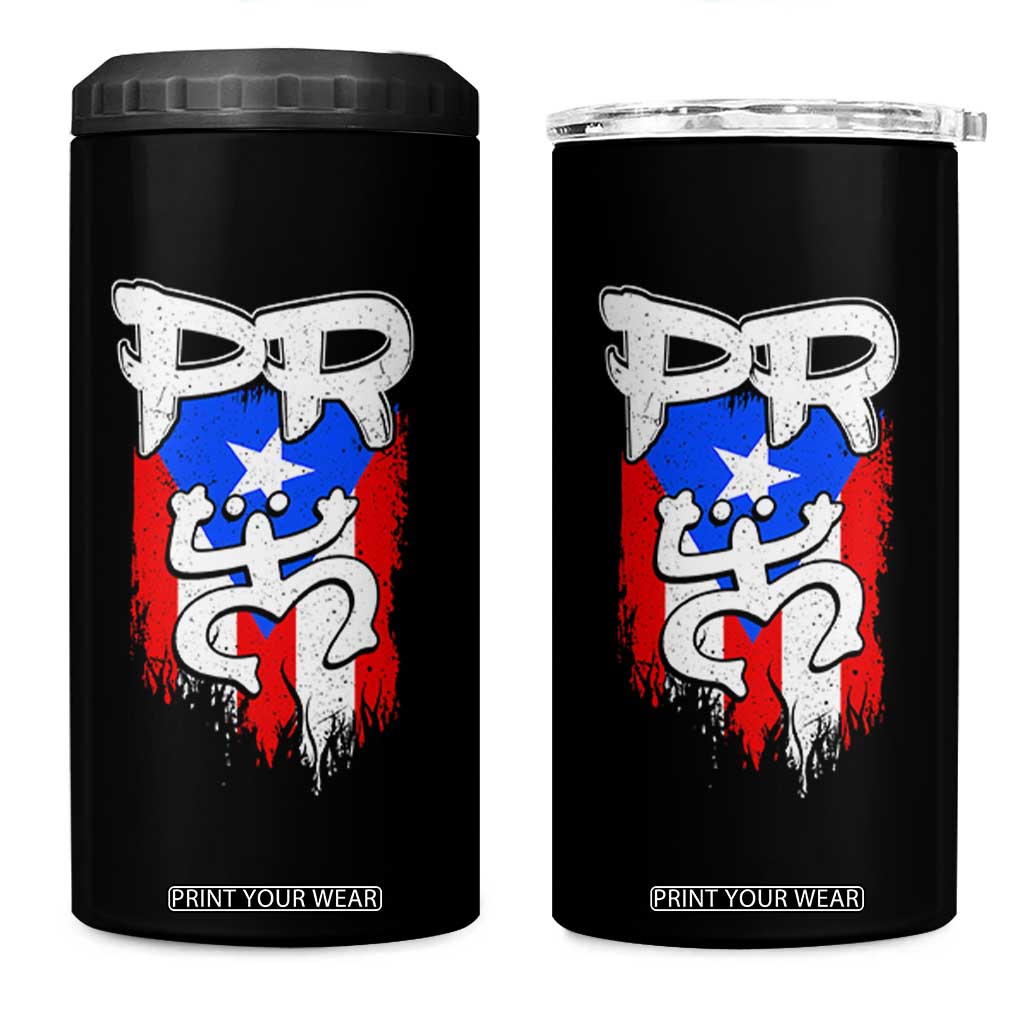 Puerto Rico Flag Hispanic Heritage Month Boricua Taino Coqui Frog 4 in 1 Can Cooler Tumbler TS11 One Size: 16 oz Black Print Your Wear