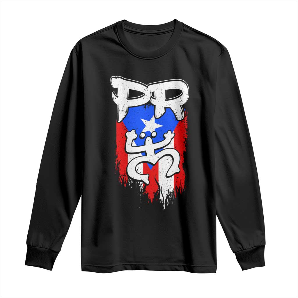 Puerto Rico Flag Hispanic Heritage Month Boricua Taino Coqui Frog Long Sleeve Shirt TS11 Black Print Your Wear